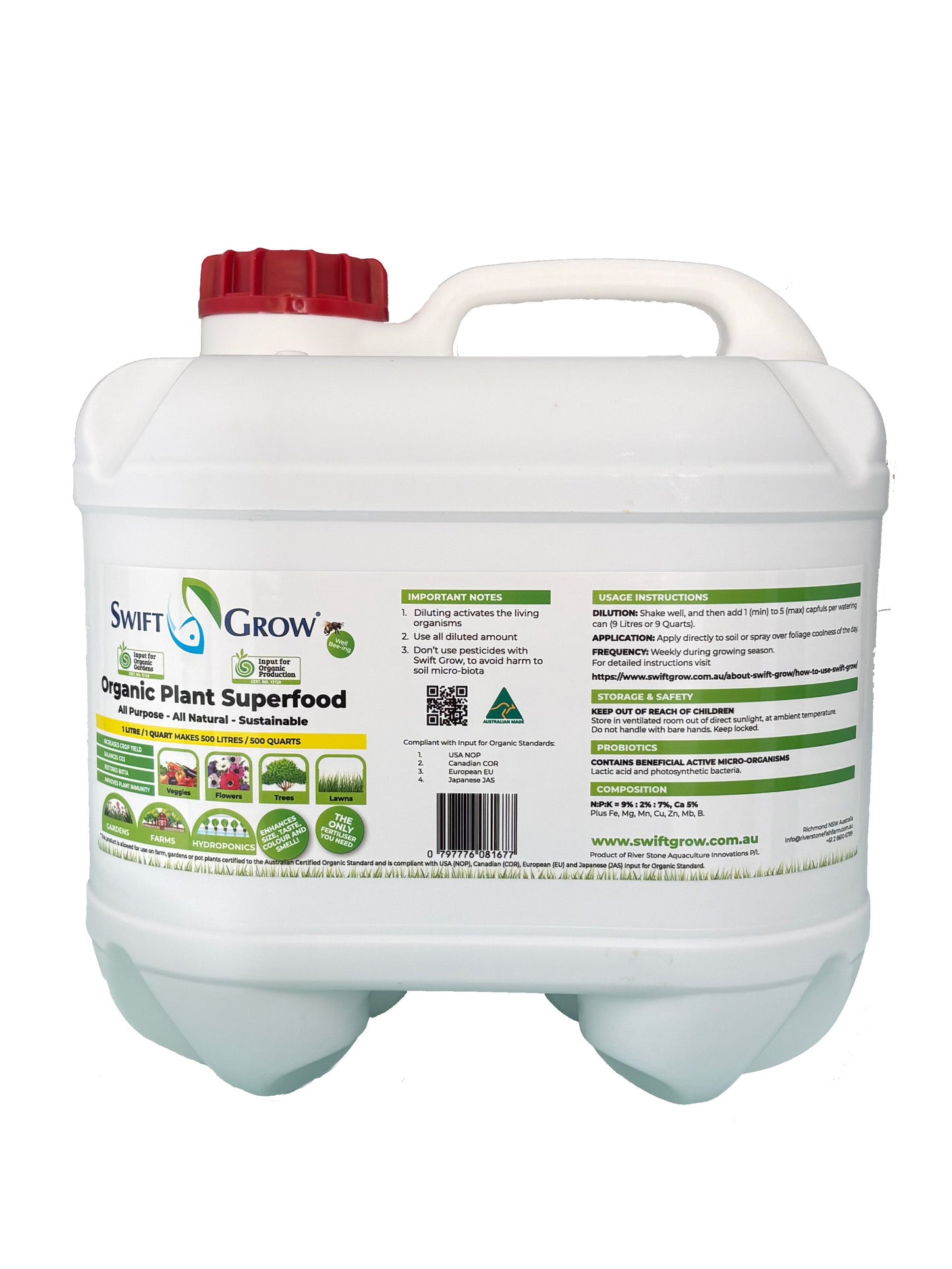 15 Litres Swift Grow Organic Fertiliser - 34% Off Limited Time Only
