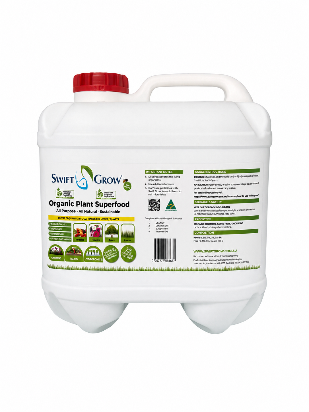 15 Litres Swift Grow Organic Fertiliser - 34% Off Limited Time Only